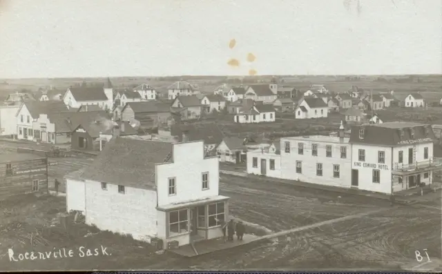 Aerial view of Rocanville with the King Edward Hotel