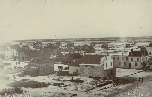 Bird's eye view of Rocanville with the King Edward Hotel